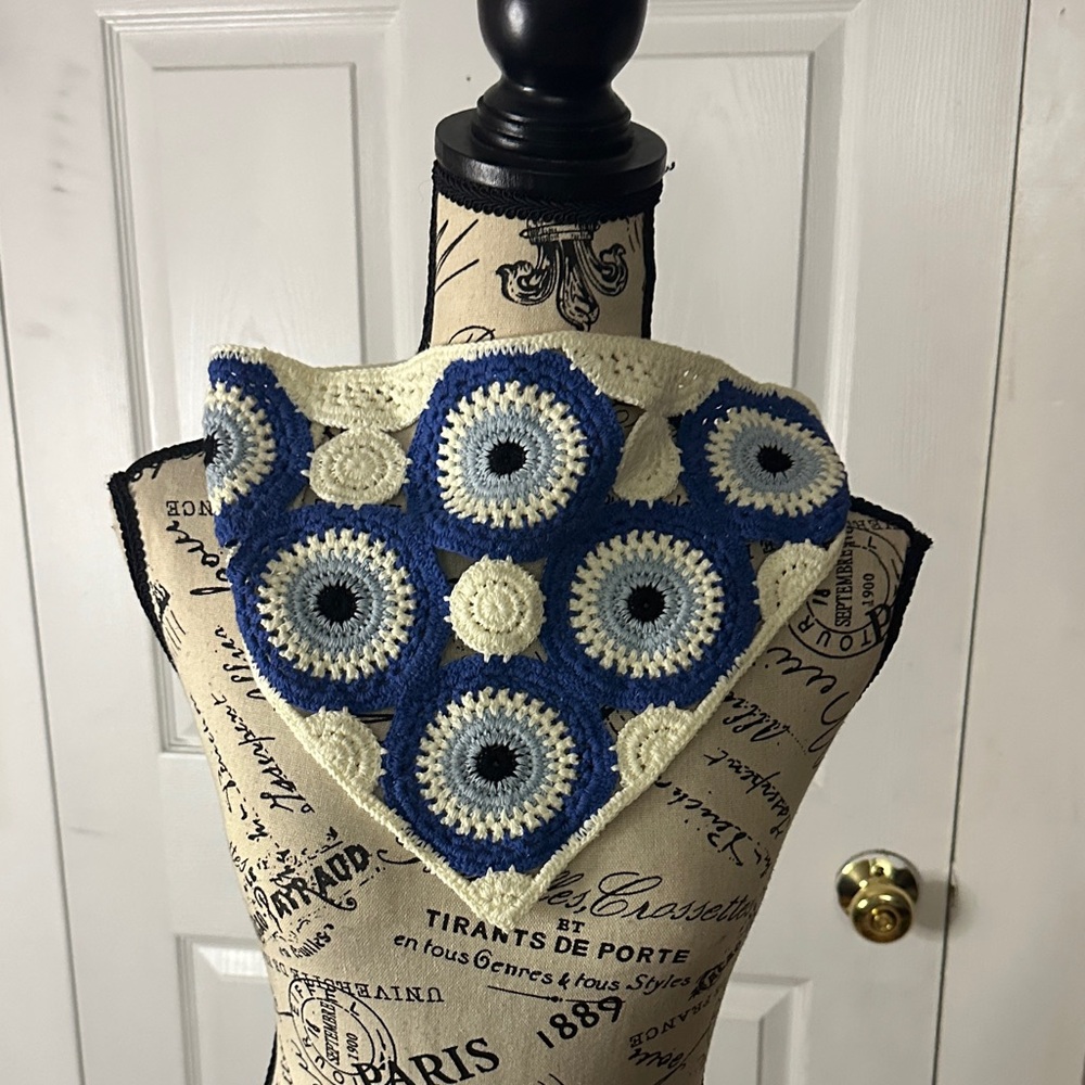 Blue and Off-White Pattern HeadWrap